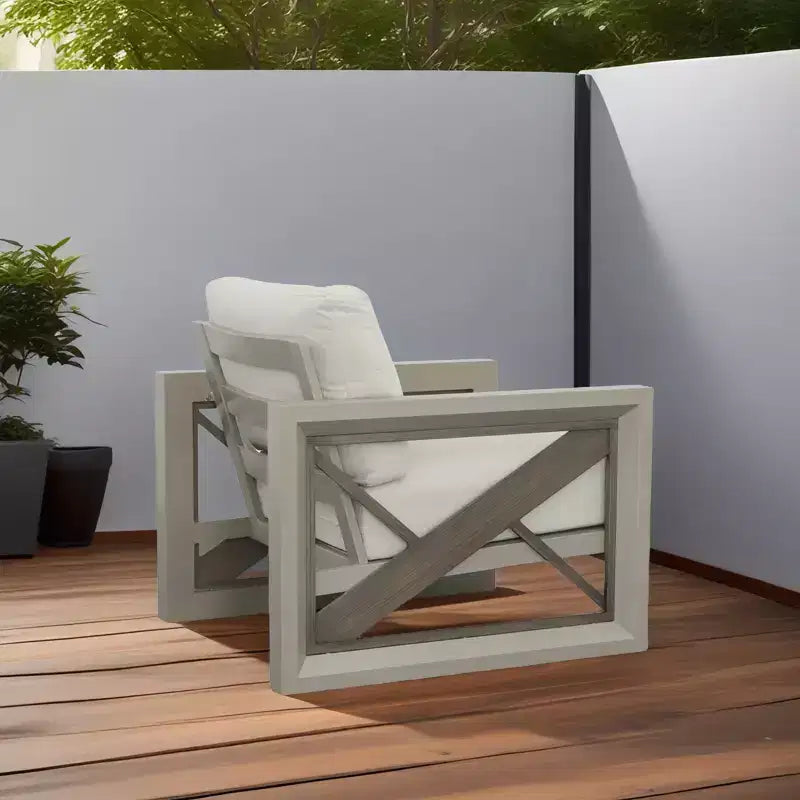 Christopher Knight Home Myra Fauteuil de club d'extérieur moderne en aluminium thermolaqué à motif géométrique avec coussins résistants à l'eau