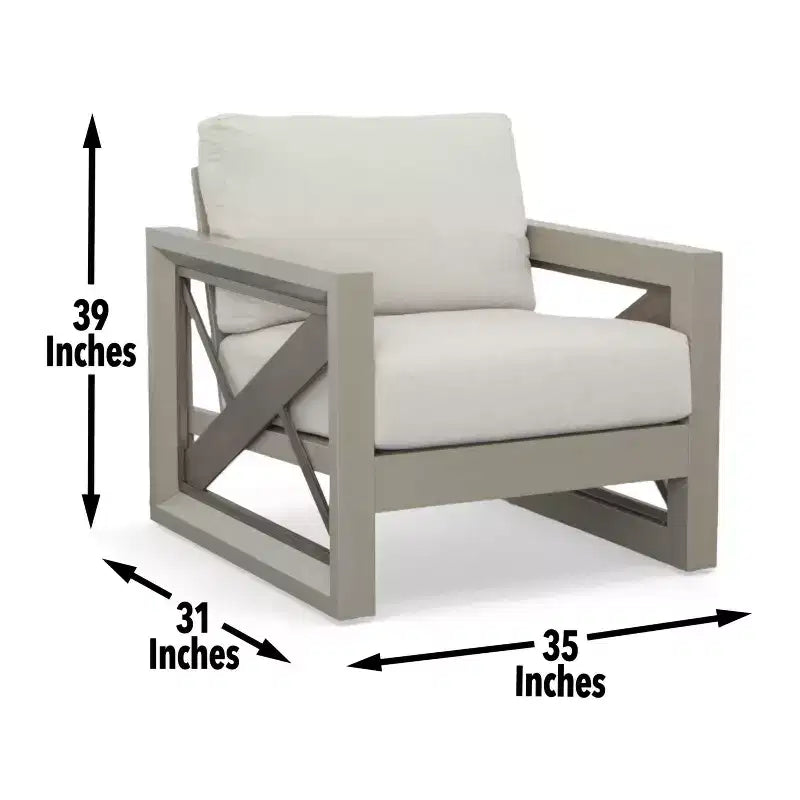 Christopher Knight Home Myra Fauteuil de club d'extérieur moderne en aluminium thermolaqué à motif géométrique avec coussins résistants à l'eau