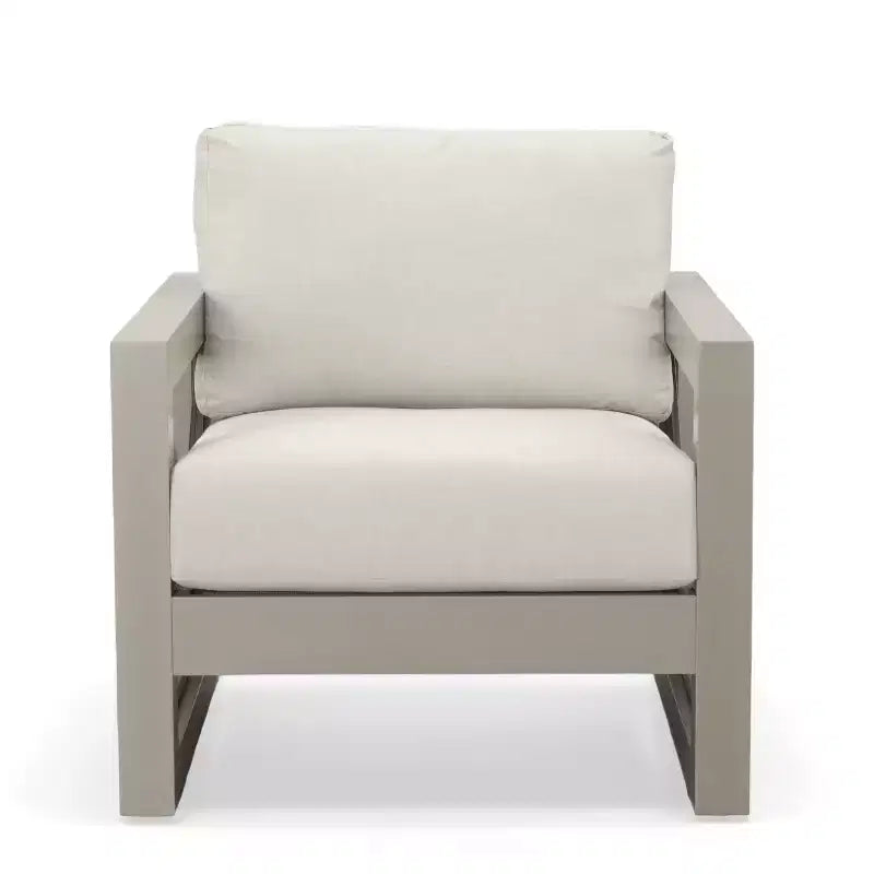 Christopher Knight Home Myra Fauteuil de club d'extérieur moderne en aluminium thermolaqué à motif géométrique avec coussins résistants à l'eau