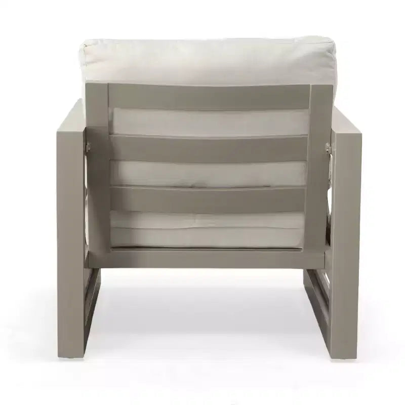 Christopher Knight Home Myra Fauteuil de club d'extérieur moderne en aluminium thermolaqué à motif géométrique avec coussins résistants à l'eau