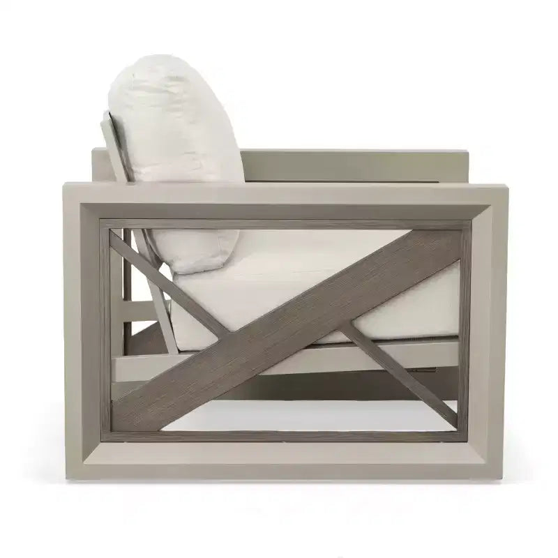 Christopher Knight Home Myra Fauteuil de club d'extérieur moderne en aluminium thermolaqué à motif géométrique avec coussins résistants à l'eau