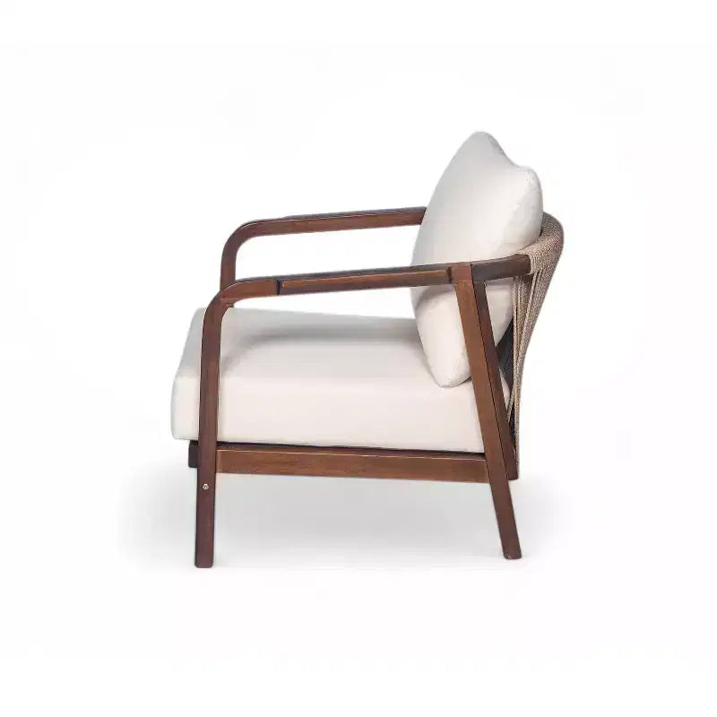 Christopher Knight Home Fauteuil de club Ivana en bois d'acacia et corde tressée pour patio avec coussins profonds