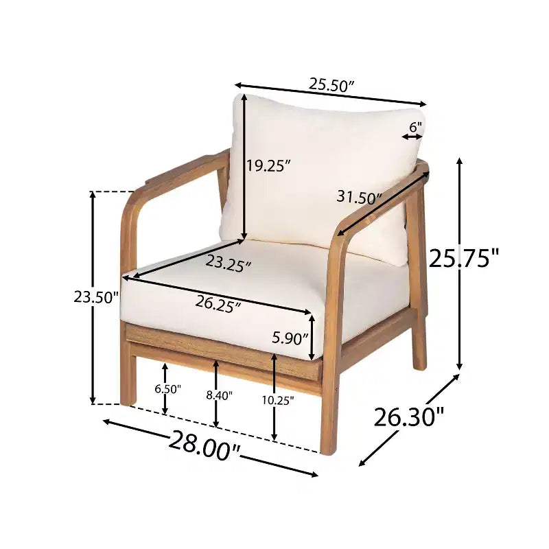 Christopher Knight Home Fauteuil de club Ivana en bois d'acacia et corde tressée pour patio avec coussins profonds