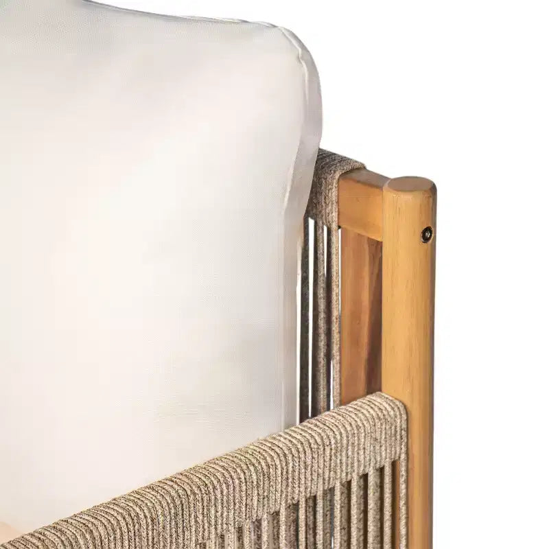 Christopher Knight Home Fauteuil de club Ivana en bois d'acacia et corde tressée pour patio avec coussins profonds