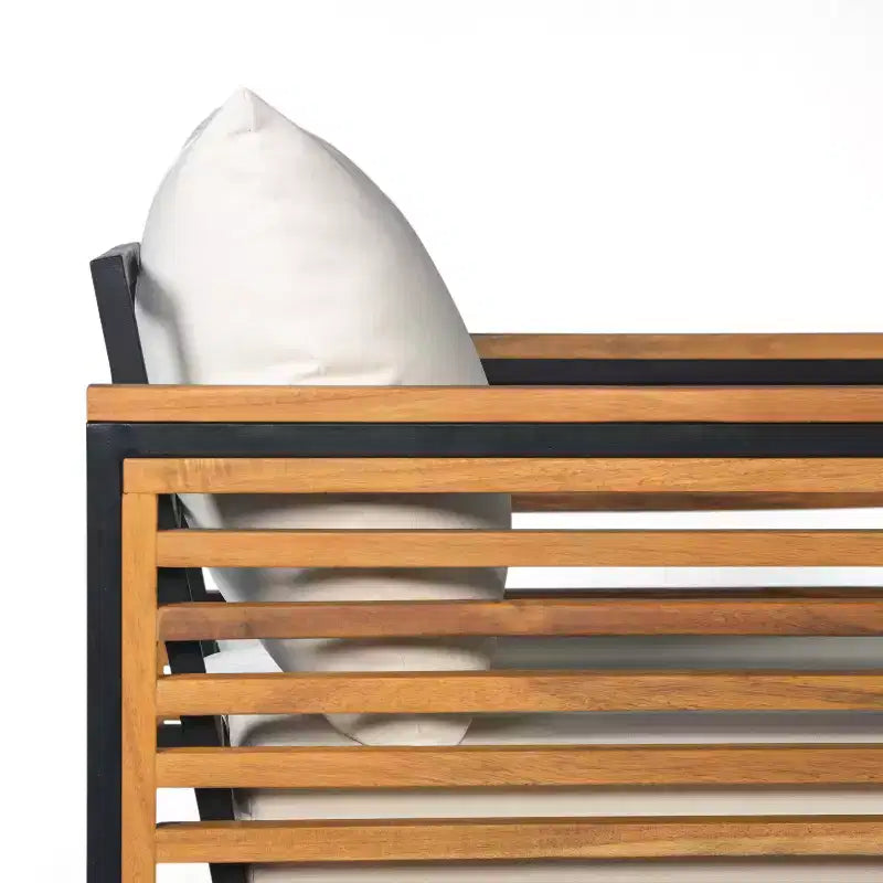 Christopher Knight Home Felina Fauteuil Club d'extérieur en bois d'acacia et métal avec coussin résistant à l'eau, teck/beige