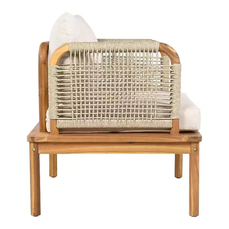 Christopher Knight Home Valencia, fauteuil de club d'extérieur rustique en bois d'acacia et corde avec coussins, teck/beige