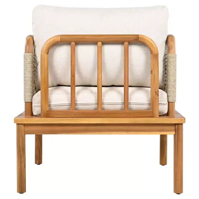 Christopher Knight Home Valencia, fauteuil de club d'extérieur rustique en bois d'acacia et corde avec coussins, teck/beige