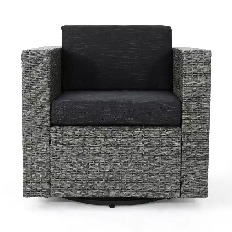 Fauteuil de jardin pivotant en osier avec coussins résistants à l'eau Puerta de Christopher Knight Home