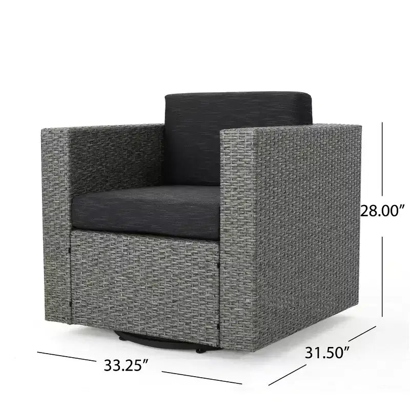 Fauteuil de jardin pivotant en osier avec coussins résistants à l'eau Puerta de Christopher Knight Home