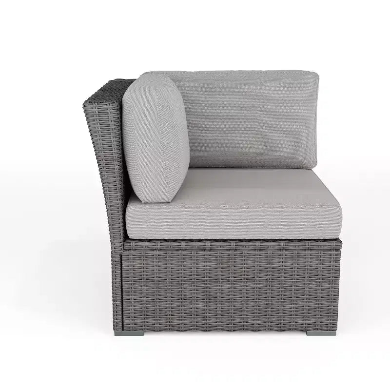 Canapé d'angle modulaire Martha Stewart Bedford pour terrasse intérieure/extérieure en osier avec coussins tout temps