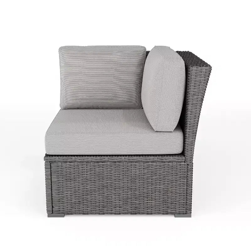 Canapé d'angle modulaire Martha Stewart Bedford pour terrasse intérieure/extérieure en osier avec coussins tout temps