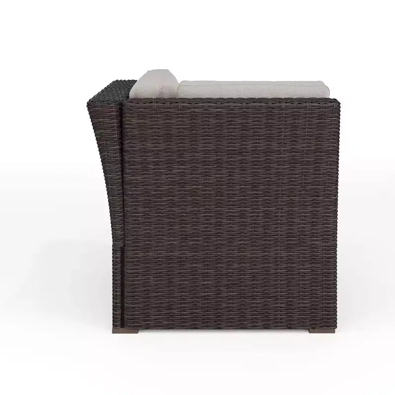 Canapé d'angle modulaire Martha Stewart Bedford pour terrasse intérieure/extérieure en osier avec coussins tout temps