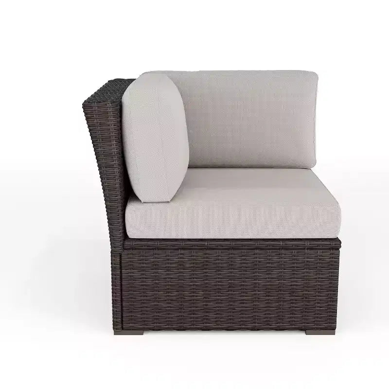 Canapé d'angle modulaire Martha Stewart Bedford pour terrasse intérieure/extérieure en osier avec coussins tout temps