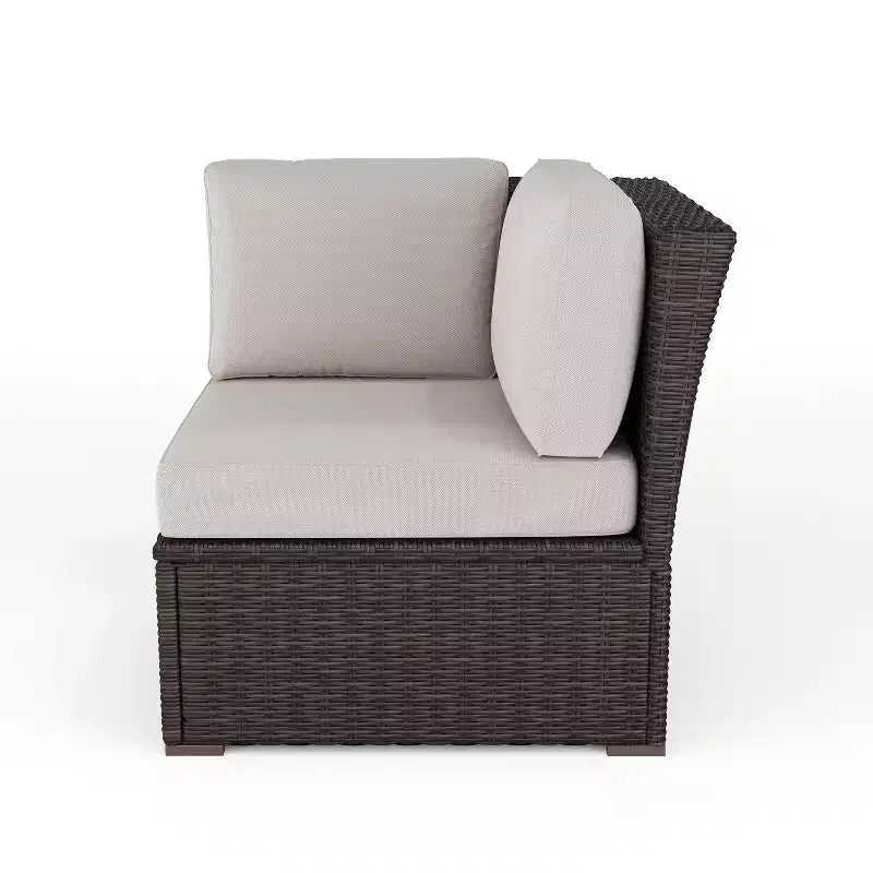Canapé d'angle modulaire Martha Stewart Bedford pour terrasse intérieure/extérieure en osier avec coussins tout temps