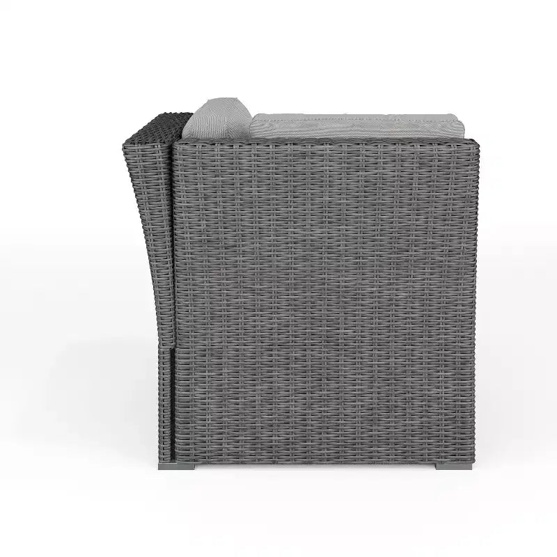 Canapé d'angle modulaire Martha Stewart Bedford pour terrasse intérieure/extérieure en osier avec coussins tout temps