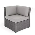 Martha Stewart Bedford Indoor-Outdoor Modular Patio Sectional Sofa Corner Seat in Rattan Wicker with All-Weather Cushions