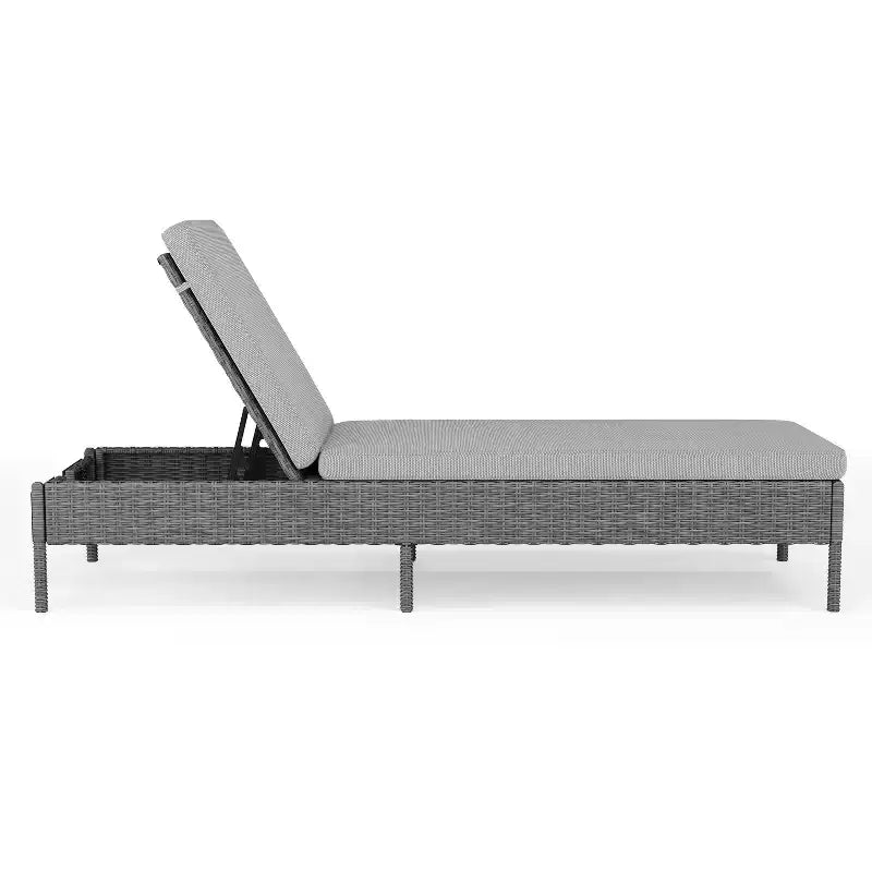 Chaise longue réglable d'intérieur-extérieur Martha Stewart Bedford en résine tressée avec coussins tout temps