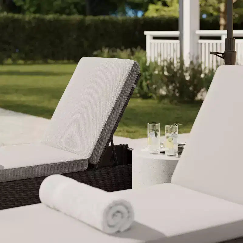 Chaise longue réglable d'intérieur-extérieur Martha Stewart Bedford en résine tressée avec coussins tout temps