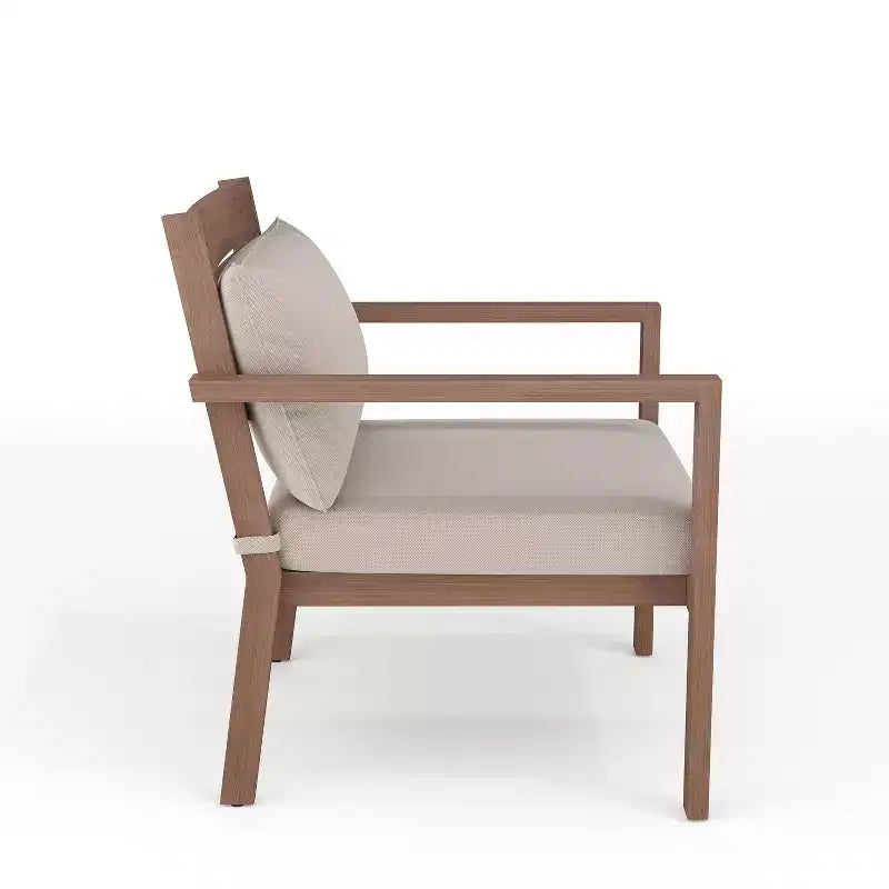 Lot de 2 fauteuils d'appoint Martha Stewart Bedford pour l'intérieur et l'extérieur, avec finition en aluminium brossé aspect bois et coussins d'assise et de dossier résistants aux intempéries