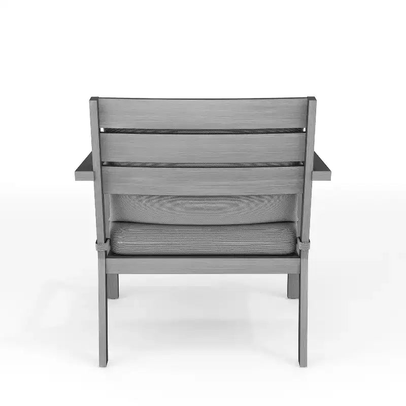 Lot de 2 fauteuils d'appoint Martha Stewart Bedford pour l'intérieur et l'extérieur, avec finition en aluminium brossé aspect bois et coussins d'assise et de dossier résistants aux intempéries