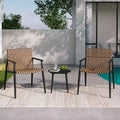 Christopher Knight Home Winnie 3 Pieces Outdoor Industrial Rattan, Metal and Tempered Glass Chat Set