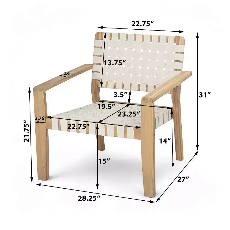 Fauteuil de jardin 2 places causeuse d'extérieur, fauteuil d'appoint en bois d'acacia et corde tressée -ModernLuxe