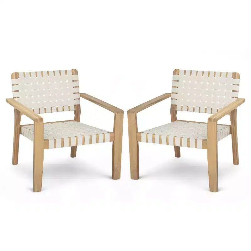 Fauteuil de jardin 2 places causeuse d'extérieur, fauteuil d'appoint en bois d'acacia et corde tressée -ModernLuxe