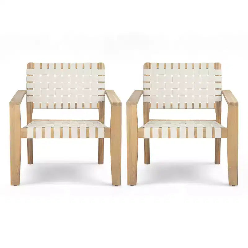 Fauteuil de jardin 2 places causeuse d'extérieur, fauteuil d'appoint en bois d'acacia et corde tressée -ModernLuxe