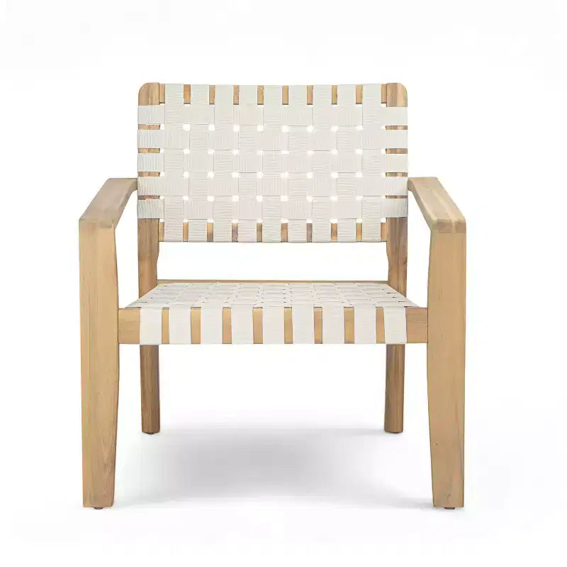 Fauteuil de jardin 2 places causeuse d'extérieur, fauteuil d'appoint en bois d'acacia et corde tressée -ModernLuxe