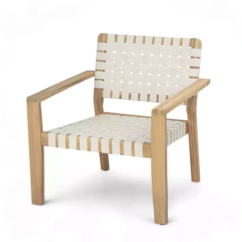 Fauteuil de jardin 2 places causeuse d'extérieur, fauteuil d'appoint en bois d'acacia et corde tressée -ModernLuxe