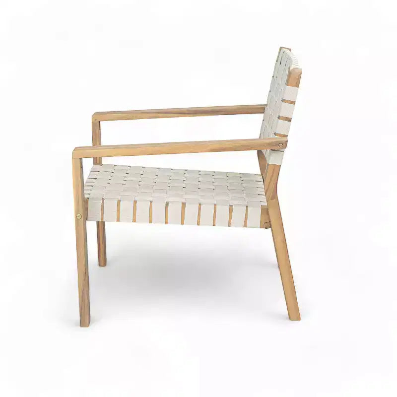 Fauteuil de jardin 2 places causeuse d'extérieur, fauteuil d'appoint en bois d'acacia et corde tressée -ModernLuxe