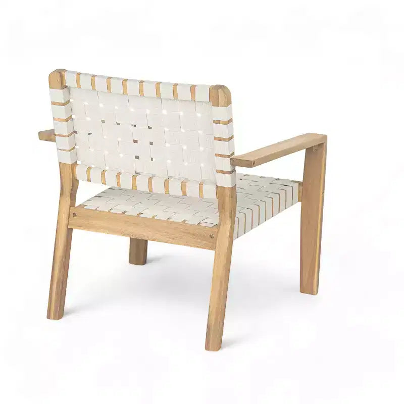 Fauteuil de jardin 2 places causeuse d'extérieur, fauteuil d'appoint en bois d'acacia et corde tressée -ModernLuxe
