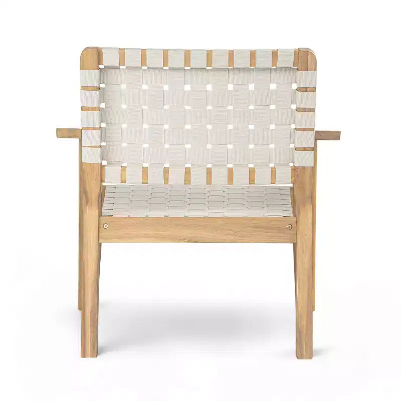 Fauteuil de jardin 2 places causeuse d'extérieur, fauteuil d'appoint en bois d'acacia et corde tressée -ModernLuxe