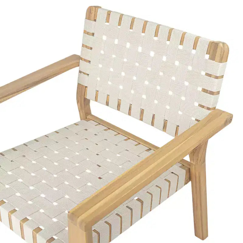 Fauteuil de jardin 2 places causeuse d'extérieur, fauteuil d'appoint en bois d'acacia et corde tressée -ModernLuxe
