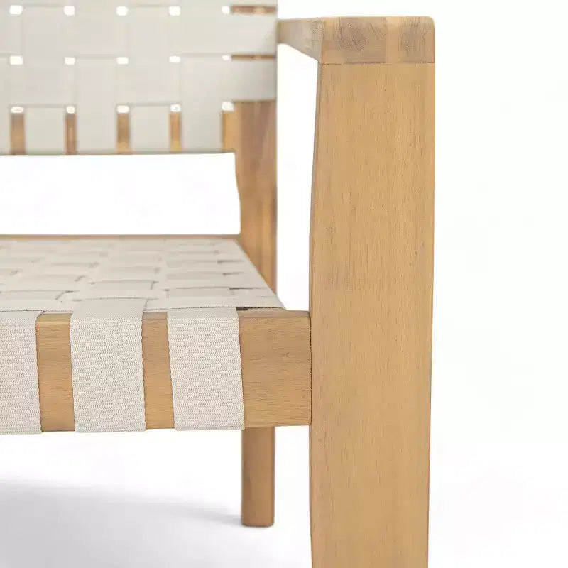 Fauteuil de jardin 2 places causeuse d'extérieur, fauteuil d'appoint en bois d'acacia et corde tressée -ModernLuxe