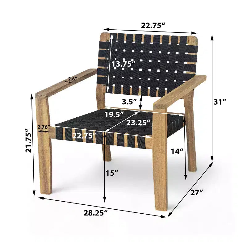 Fauteuil de jardin 2 places causeuse d'extérieur, fauteuil d'appoint en bois d'acacia et corde tressée -ModernLuxe
