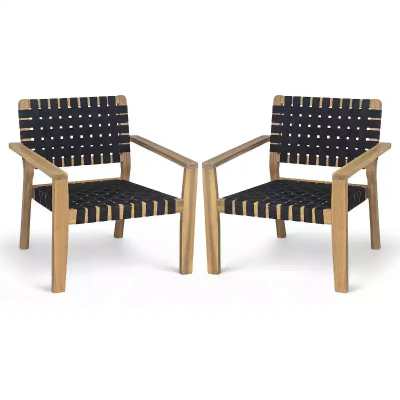 Fauteuil de jardin 2 places causeuse d'extérieur, fauteuil d'appoint en bois d'acacia et corde tressée -ModernLuxe