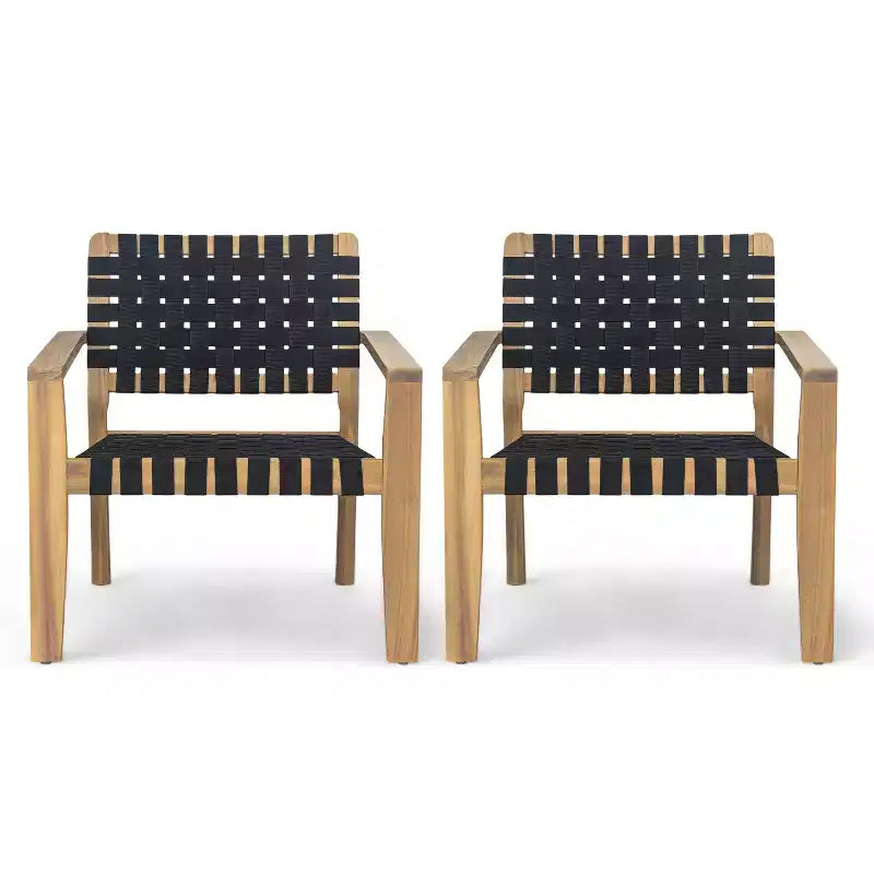 Fauteuil de jardin 2 places causeuse d'extérieur, fauteuil d'appoint en bois d'acacia et corde tressée -ModernLuxe