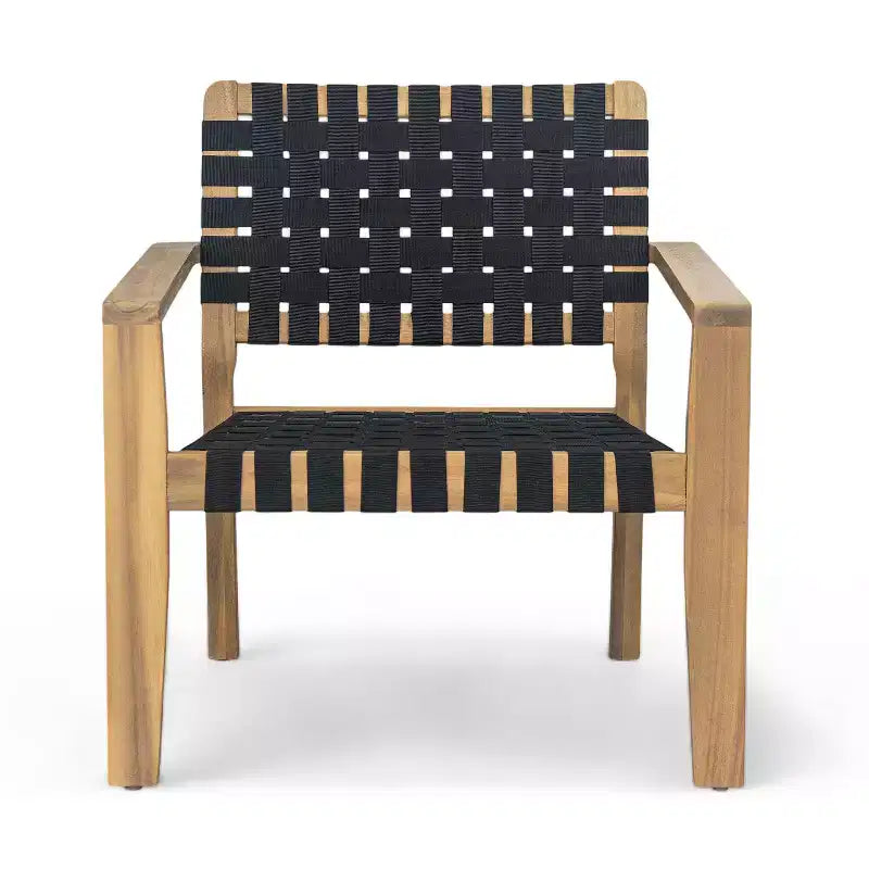 Fauteuil de jardin 2 places causeuse d'extérieur, fauteuil d'appoint en bois d'acacia et corde tressée -ModernLuxe