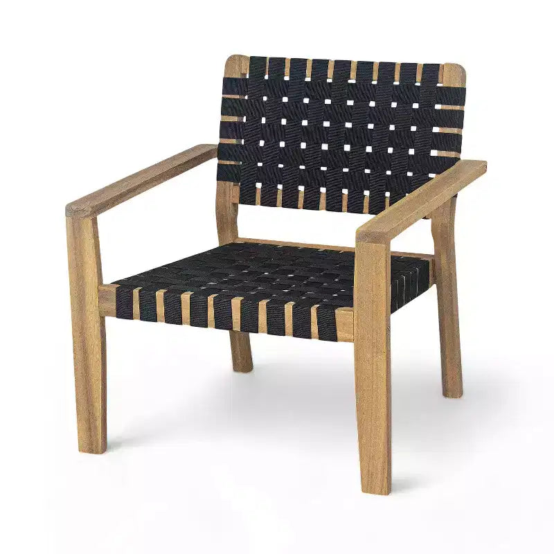 Fauteuil de jardin 2 places causeuse d'extérieur, fauteuil d'appoint en bois d'acacia et corde tressée -ModernLuxe