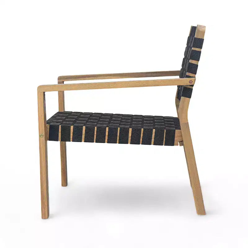 Fauteuil de jardin 2 places causeuse d'extérieur, fauteuil d'appoint en bois d'acacia et corde tressée -ModernLuxe