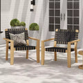 Patio Club Chair Loveseat Outdoor 2-Seater Sofa Armchair Outdoor Accent Chair, Acacia Wood&Woven Rope -ModernLuxe