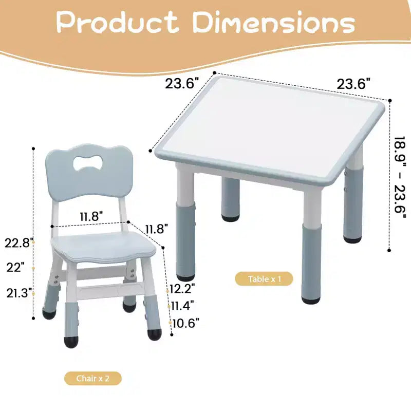 Ensemble table et 2 chaises pour enfants, ensemble table et chaises pour tout-petits réglables en hauteur, bureau graffiti, table multi-activités pour enfants pour 2