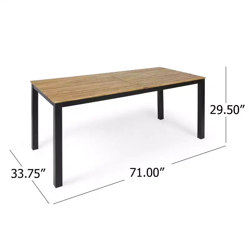Ensemble de salle à manger 7 pièces GDFStudio Opal en osier d'extérieur et bois d'acacia avec coussin, teck/crème