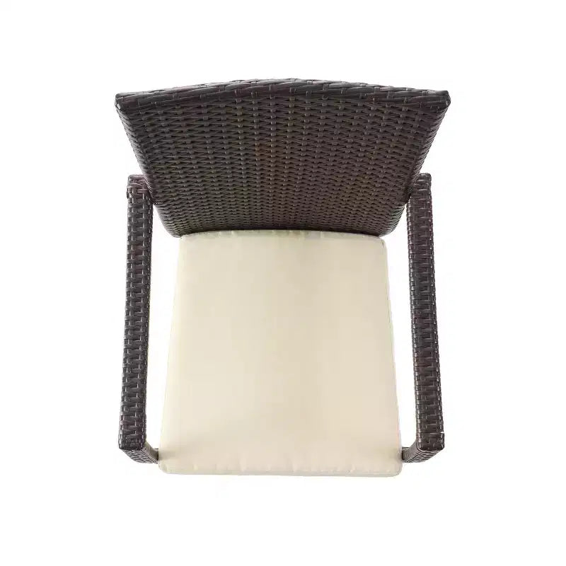 Ensemble de salle à manger 7 pièces GDFStudio Opal en osier d'extérieur et bois d'acacia avec coussin, teck/crème