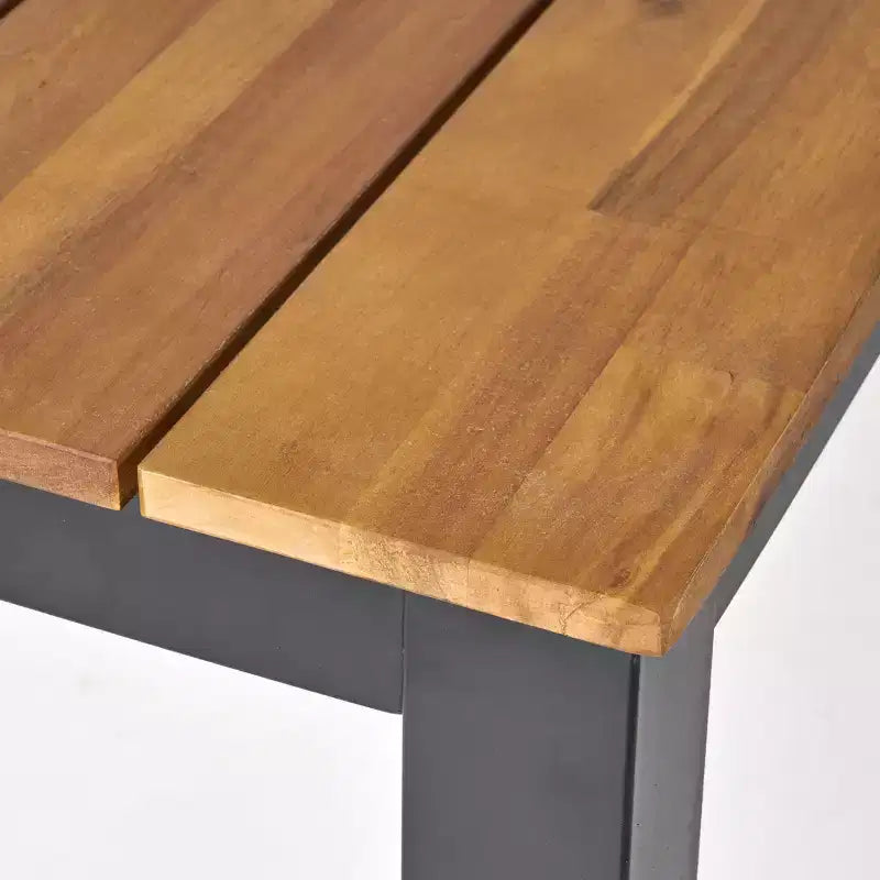Ensemble de salle à manger 7 pièces GDFStudio Opal en osier d'extérieur et bois d'acacia avec coussin, teck/crème