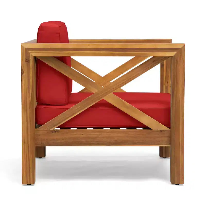 Christopher Knight Home Brava Fauteuil de jardin en bois d'acacia avec coussin résistant à l'eau