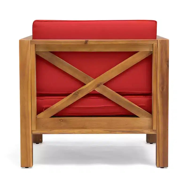 Christopher Knight Home Brava Fauteuil de jardin en bois d'acacia avec coussin résistant à l'eau
