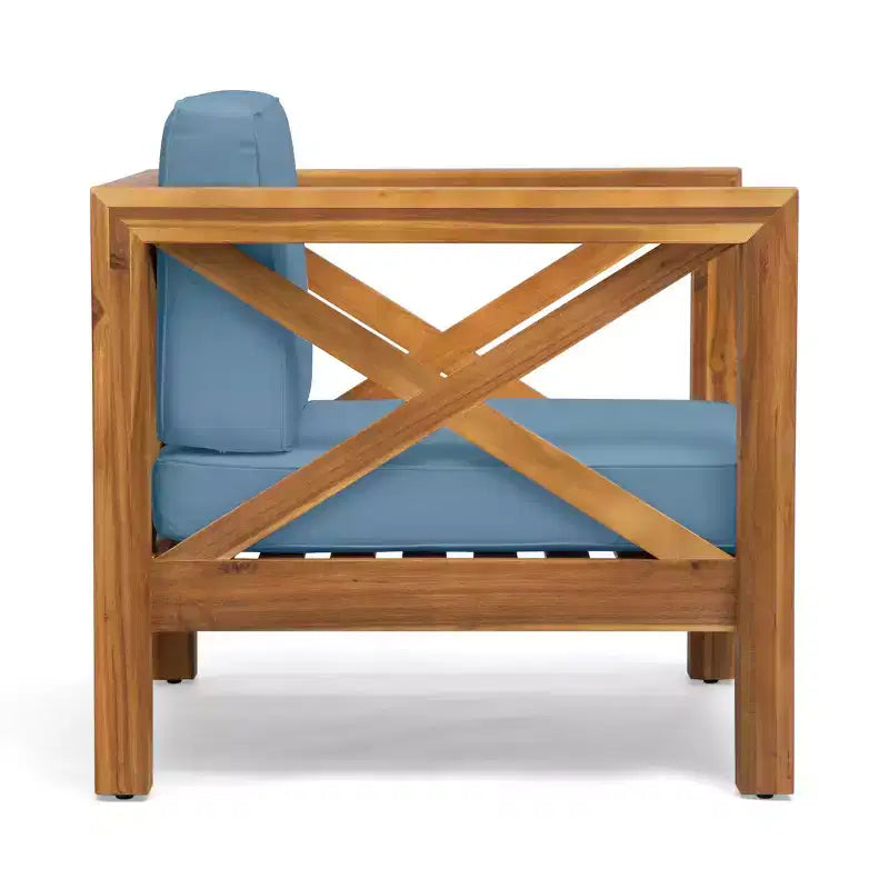 Christopher Knight Home Brava Fauteuil de jardin en bois d'acacia avec coussin résistant à l'eau