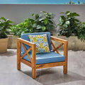 Christopher Knight Home Brava Outdoor Acacia Wood Club Chair with Water Resistant Cushion